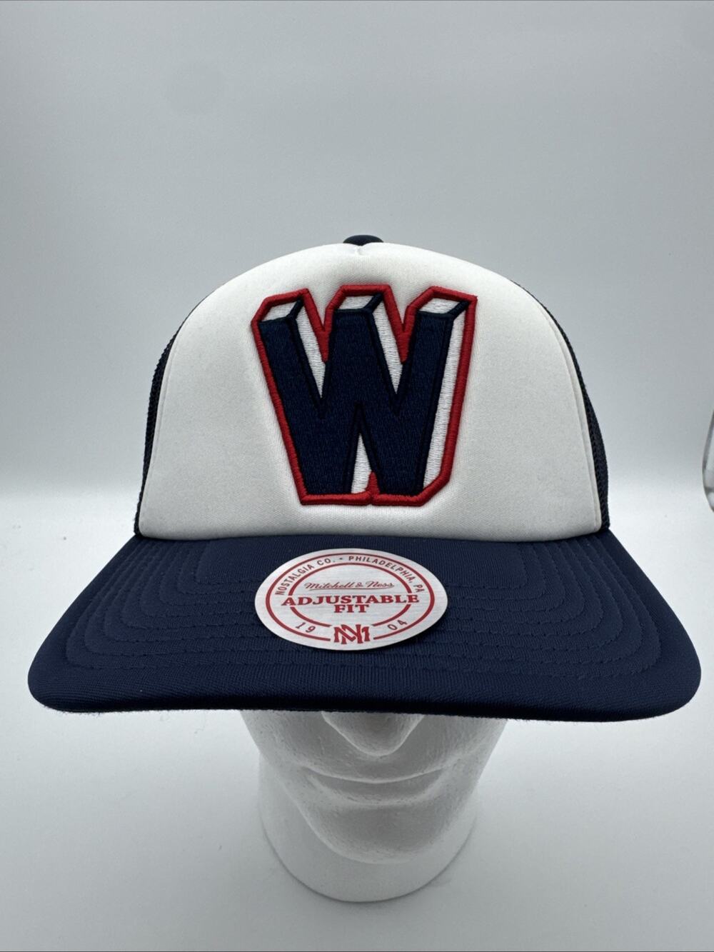 Washington Senators MLB Mitchell And Ness Snapback Hat Blue White Trucker Nos